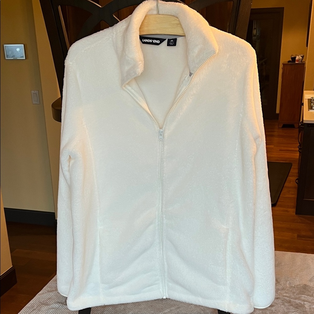Lands' End Women's Cream Fleece Jacket